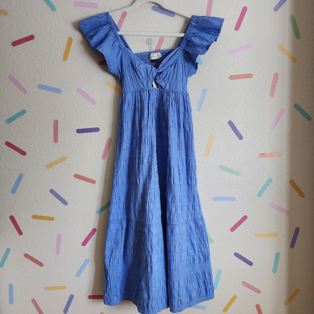 Universal Thread Light Blue Keyhole Ruffle Midi Dress - Picture 3 of 11